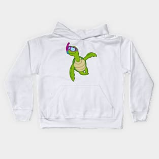 Turtle at Swimming with Snorkel Kids Hoodie